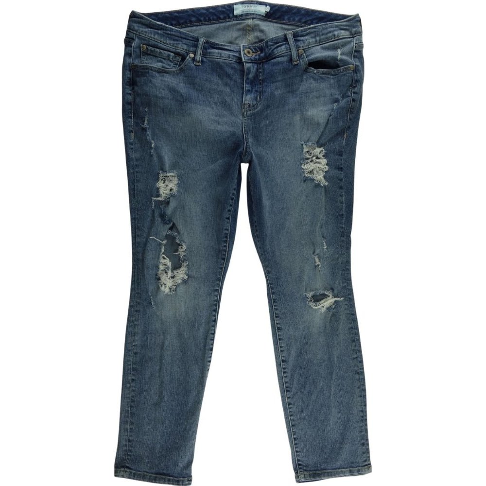 Torrid Boyfriend Jeans Women's Plus 18S Destroyed Stretch High Rise A045